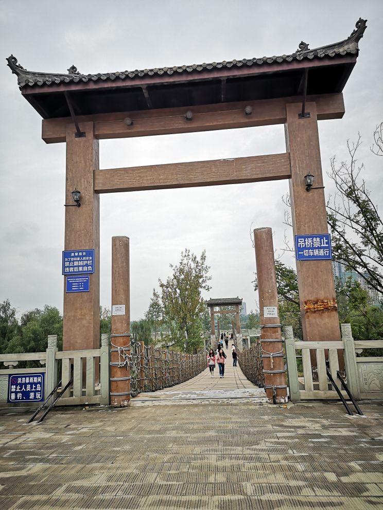漫步在资阳青年林索桥上,晃悠悠的感觉真好