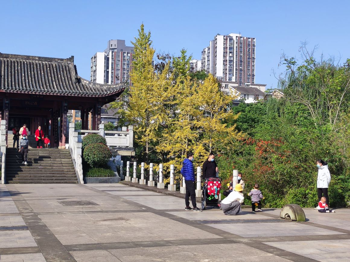 疫情当下,资阳三贤公园广场上晒太阳的人们纷纷戴上口罩!