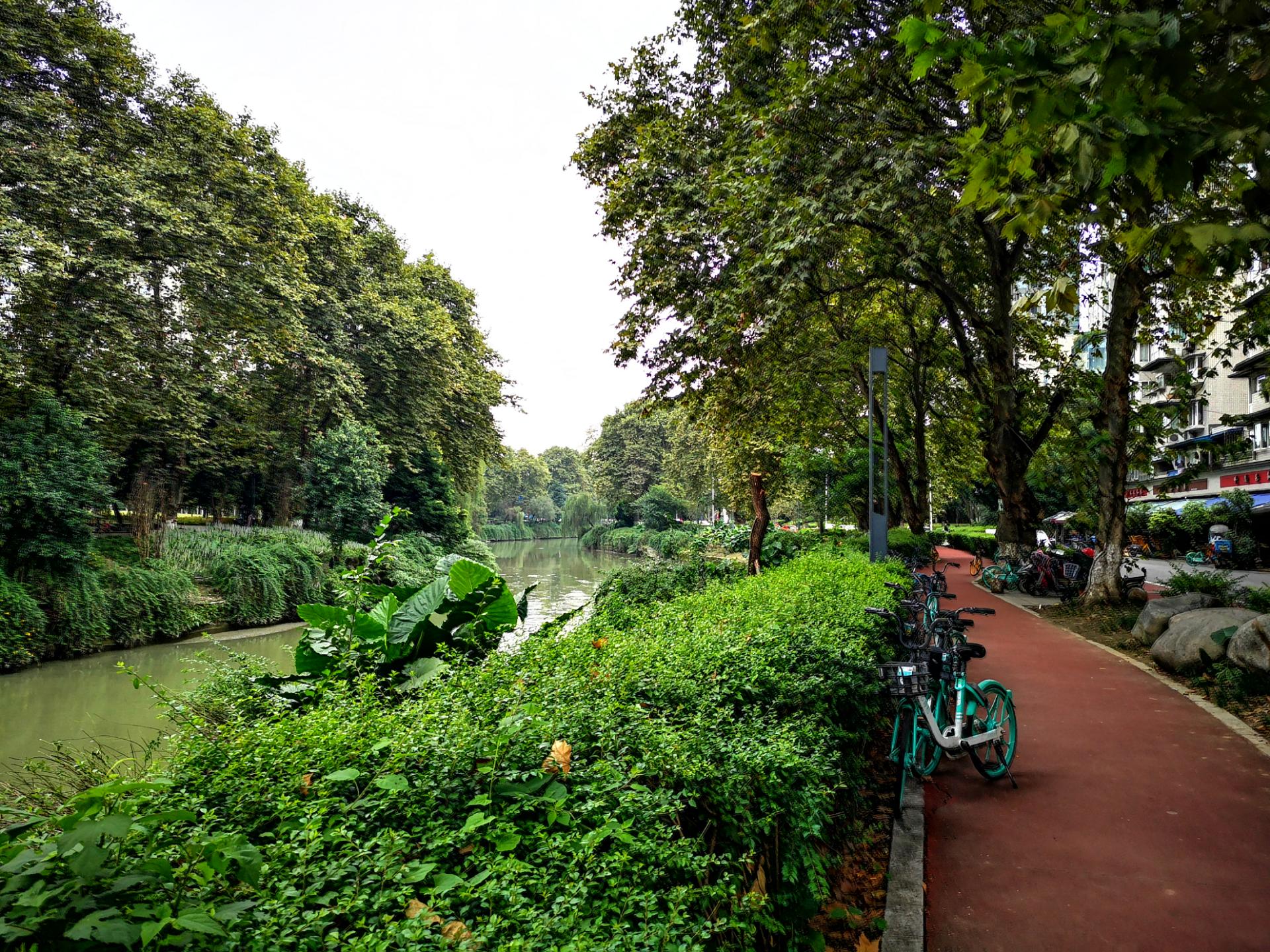 成都沙河河堤建成步道了