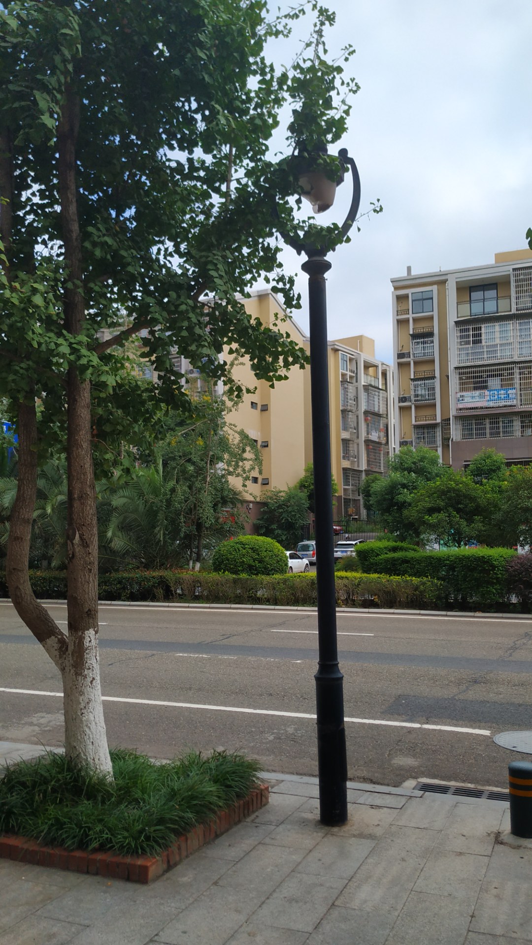 资阳城东新区锦湾大街人行道上的路灯遭到严重破坏,影响市民夜晚出行