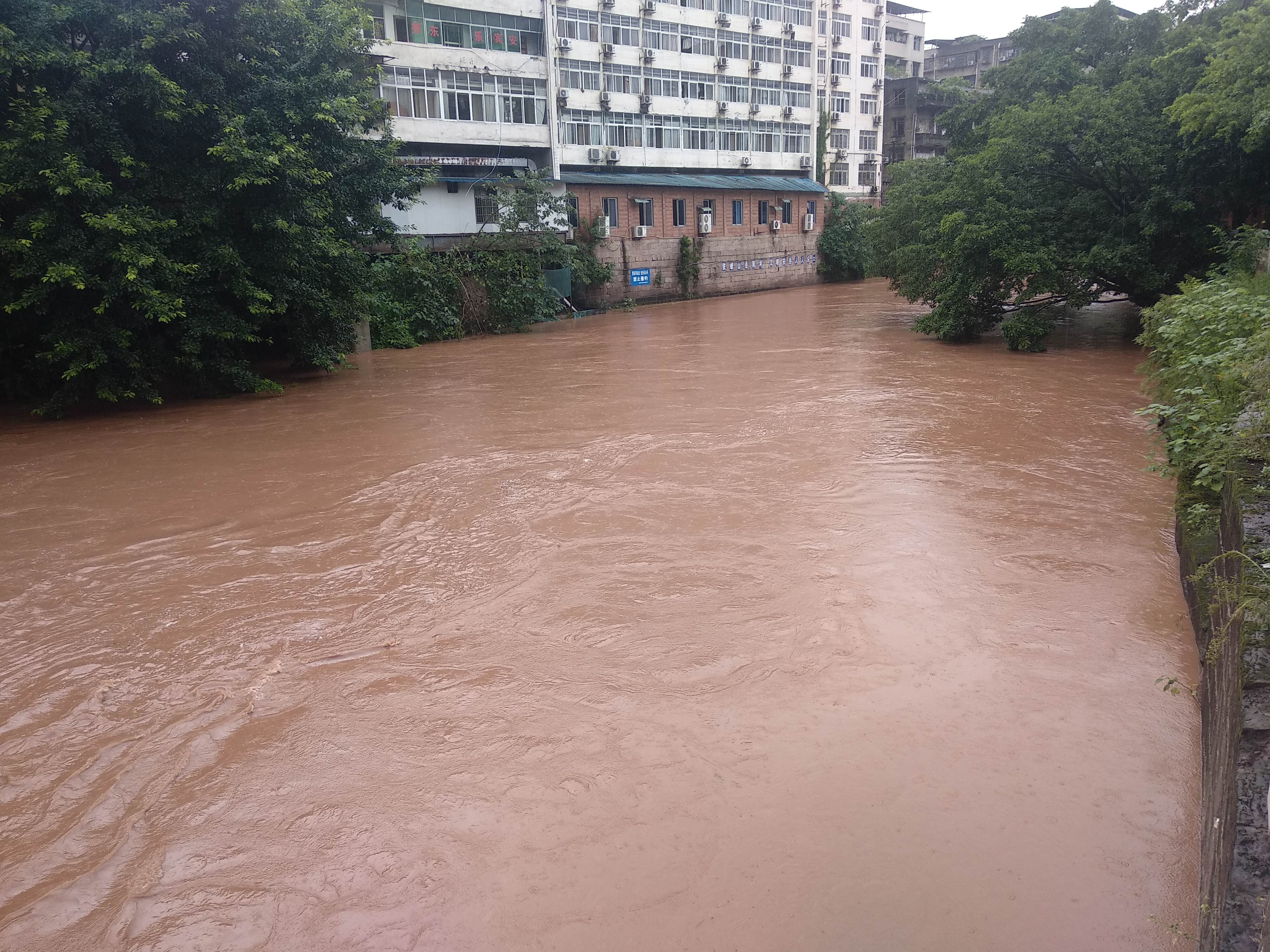 安岳三元堤的洪水又大又急